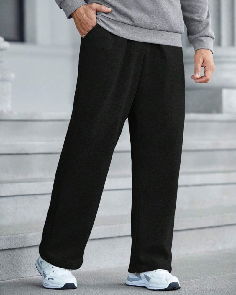 فلاينوف بنطلون رياضي أسود مطبوع بقصة فضفاضة - Image 1